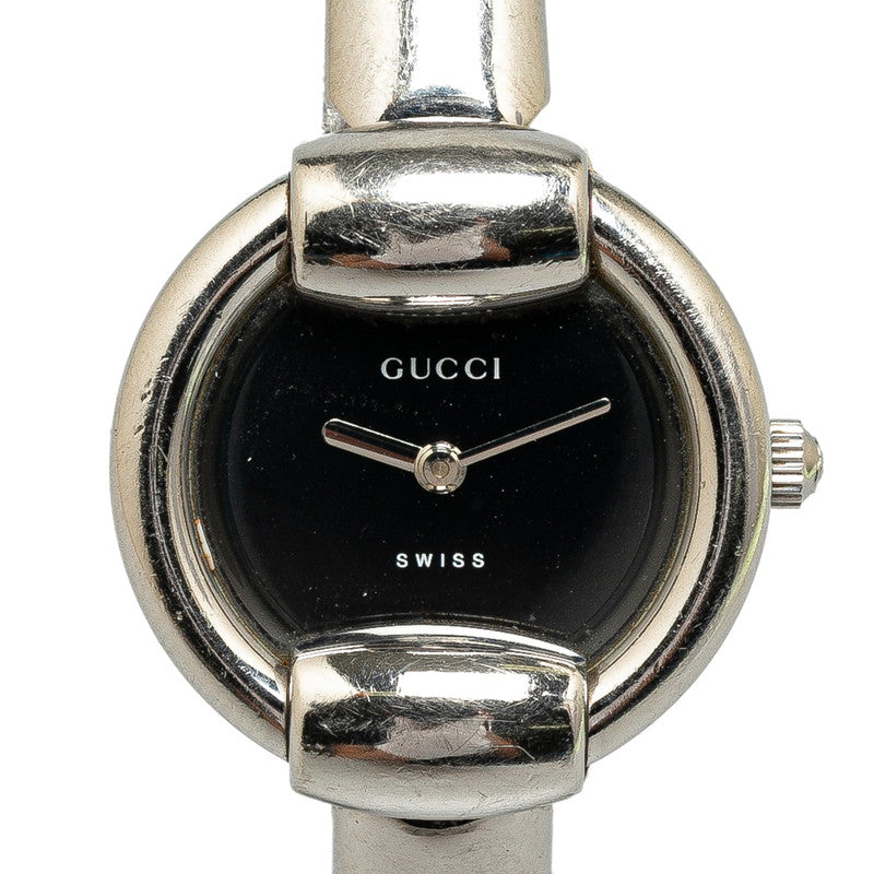 グッチ 腕時計 1400L クオーツ ブラック文字盤 ステンレススチール レディース GUCCI 【中古】
