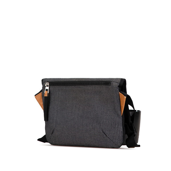 ロエベ アイシリーズ  EYE ショルダーバッグ メッセンジャーバッグ グレー ブラック ブラウン キャンバス レザー レディース LOEWE 【中古】