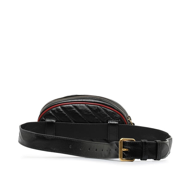 グッチ GG マーモント キルティング ウエストポーチ ボディバッグ 476434 ブラック レザー レディース GUCCI 【中古】