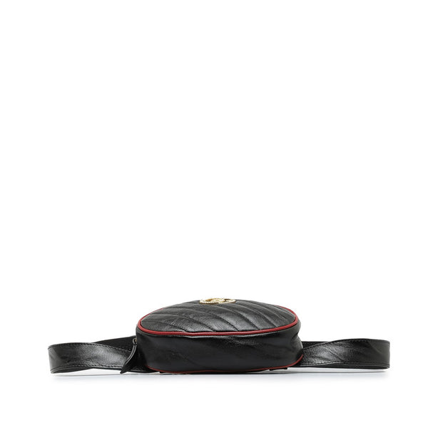 グッチ GG マーモント キルティング ウエストポーチ ボディバッグ 476434 ブラック レザー レディース GUCCI 【中古】