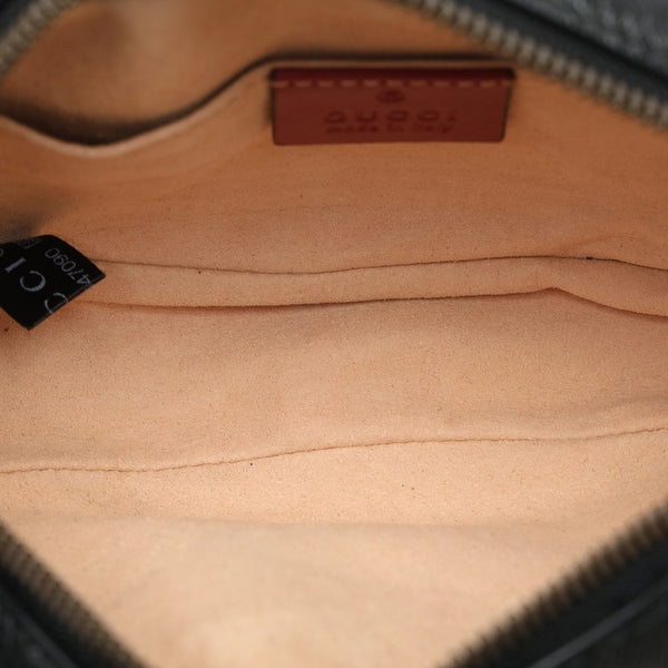 グッチ GG マーモント キルティング ウエストポーチ ボディバッグ 476434 ブラック レザー レディース GUCCI 【中古】