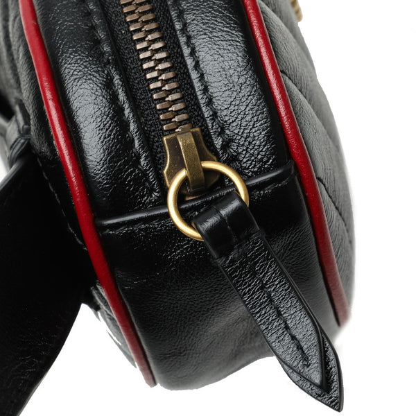 グッチ GG マーモント キルティング ウエストポーチ ボディバッグ 476434 ブラック レザー レディース GUCCI 【中古】