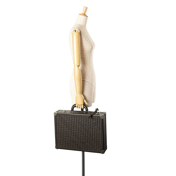 ボッテガヴェネタ イントレチャート アタッシュケース ブリーフケース ブラウン レザー メンズ BOTTEGAVENETA 【中古】