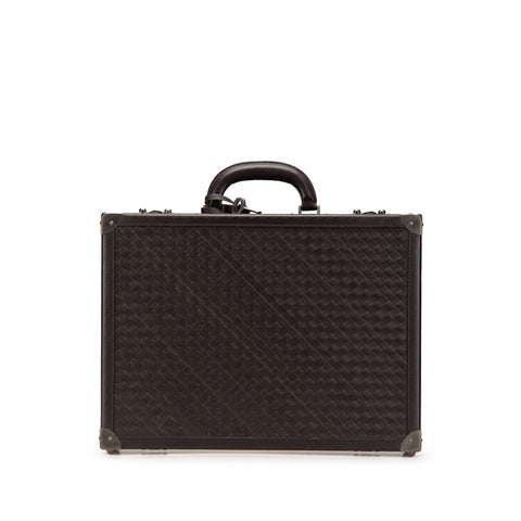 ボッテガヴェネタ イントレチャート アタッシュケース ブリーフケース ブラウン レザー メンズ BOTTEGAVENETA 【中古】