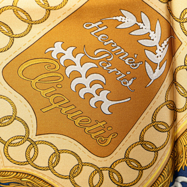 エルメス カレ90 Cliquetis カチカチ 剣柄  スカーフ ネイビー マルチカラー シルク レディース HERMES 【中古】