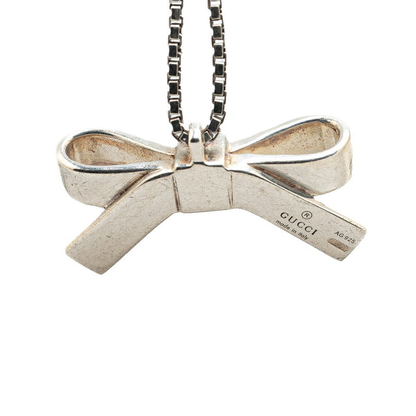 グッチ リボン ベネチアン チェーン ネックレス SV925 シルバー レディース GUCCI 【中古】