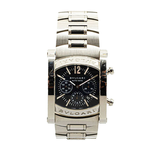 ブルガリ アショーマ 腕時計 AA44SCH 自動巻き ブラック文字盤 ステンレススチール メンズ BVLGARI 【中古】