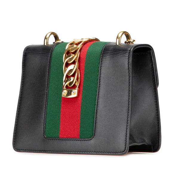 グッチ シルヴィ ミニ チェーン ショルダーバッグ 431666 ブラック レザー レディース GUCCI 【中古】