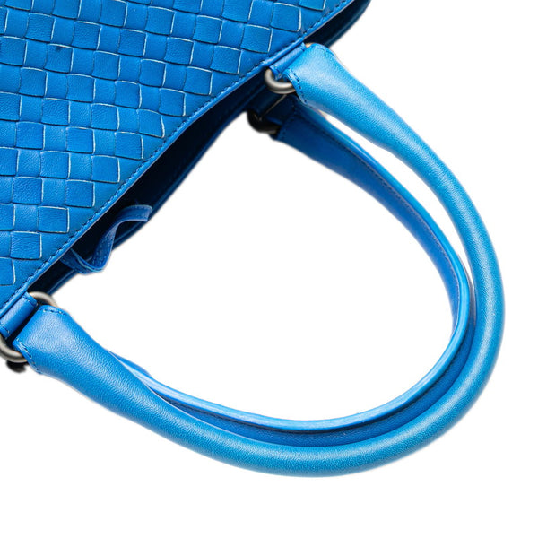 ボッテガヴェネタ イントレチャート ハンドバッグ ブルー レザー レディース BOTTEGAVENETA 【中古】