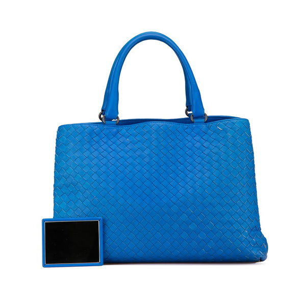 ボッテガヴェネタ イントレチャート ハンドバッグ ブルー レザー レディース BOTTEGAVENETA 【中古】
