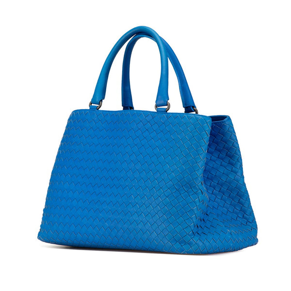 ボッテガヴェネタ イントレチャート ハンドバッグ ブルー レザー レディース BOTTEGAVENETA 【中古】