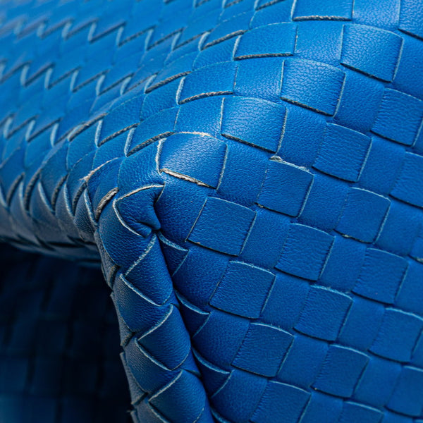 ボッテガヴェネタ イントレチャート ハンドバッグ ブルー レザー レディース BOTTEGAVENETA 【中古】