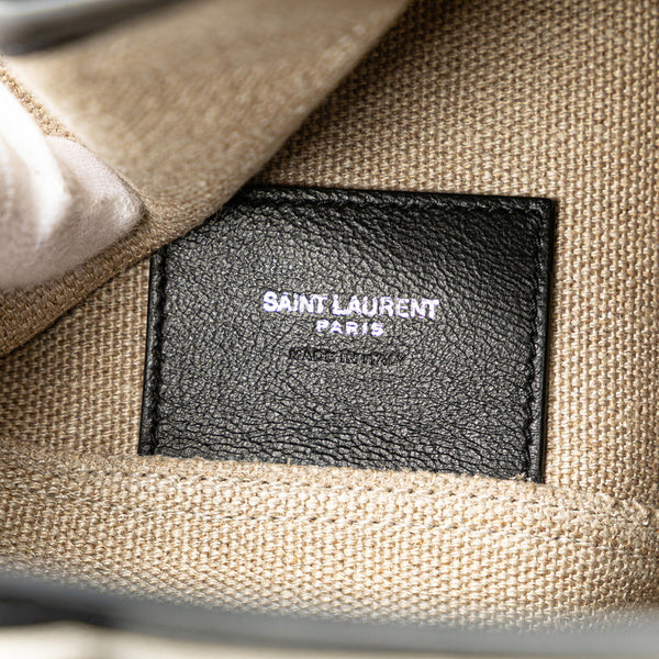 サンローラン テディトート トートバッグ 551595 ホワイト ブラック キャンバス レザー レディース SAINT LAURENT 【中古】