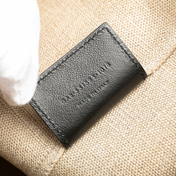 サンローラン テディトート トートバッグ 551595 ホワイト ブラック キャンバス レザー レディース SAINT LAURENT 【中古】