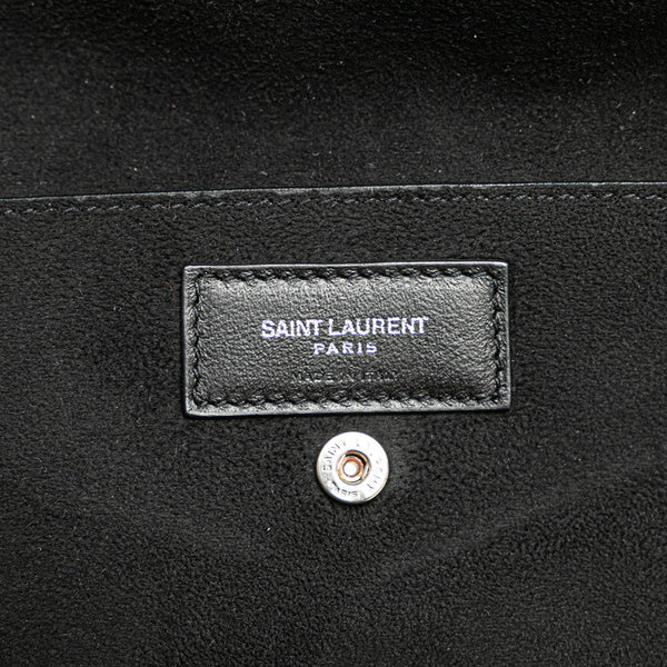 サンローラン テディトート トートバッグ 551595 ホワイト ブラック キャンバス レザー レディース SAINT LAURENT 【中古】