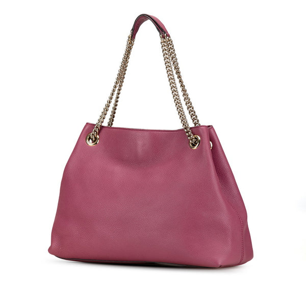 グッチ インターロッキングG ソーホー チェーン ショルダーバッグ 308982 ピンク レザー レディース GUCCI 【中古】