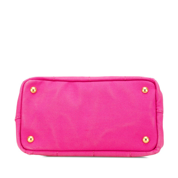 プラダ 三角ロゴプレート ミニ カナパ ハンドバッグ ショルダーバッグ 2WAY B2439G ピンク キャンバス レディース PRADA 【中古】