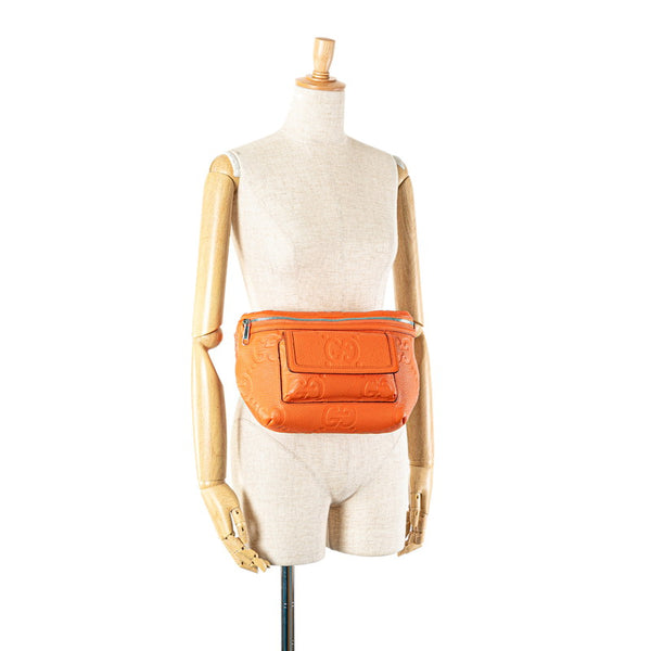 グッチ ジャンボGG ボディバッグ ウエストバッグ 645093 オレンジ レザー レディース GUCCI 【中古】