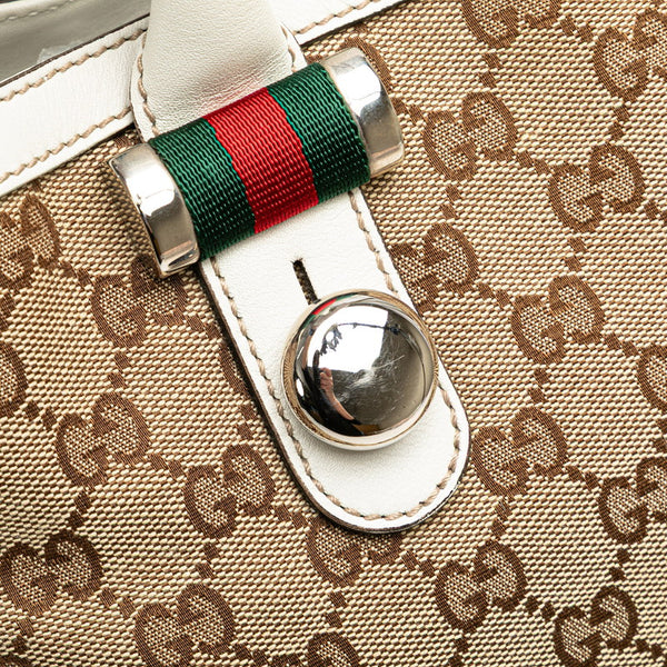 グッチ GGキャンバス シェリーライン トートバッグ 232970 ベージュ ホワイト キャンバス レザー レディース GUCCI 【中古】