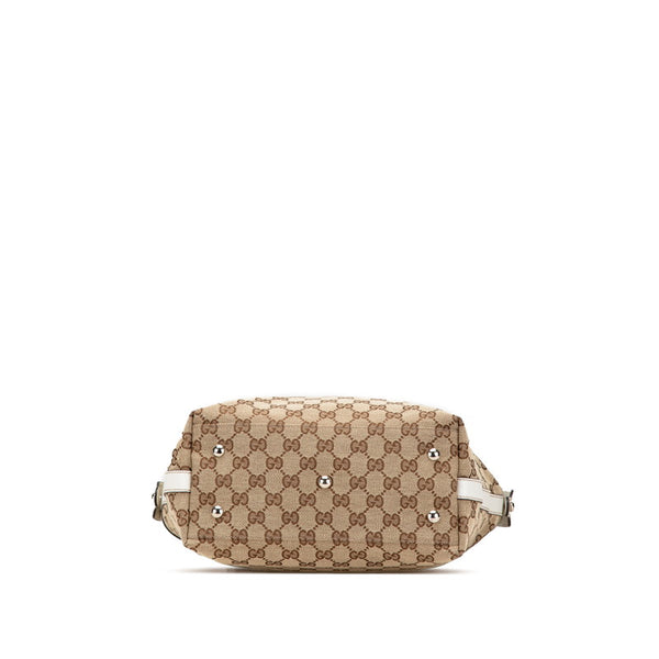 グッチ GGキャンバス シェリーライン トートバッグ 232970 ベージュ ホワイト キャンバス レザー レディース GUCCI 【中古】