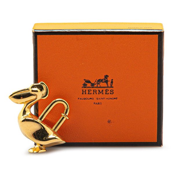 エルメス ペリカン カデナ バッグチャーム ゴールド メッキ レディース HERMES 【中古】