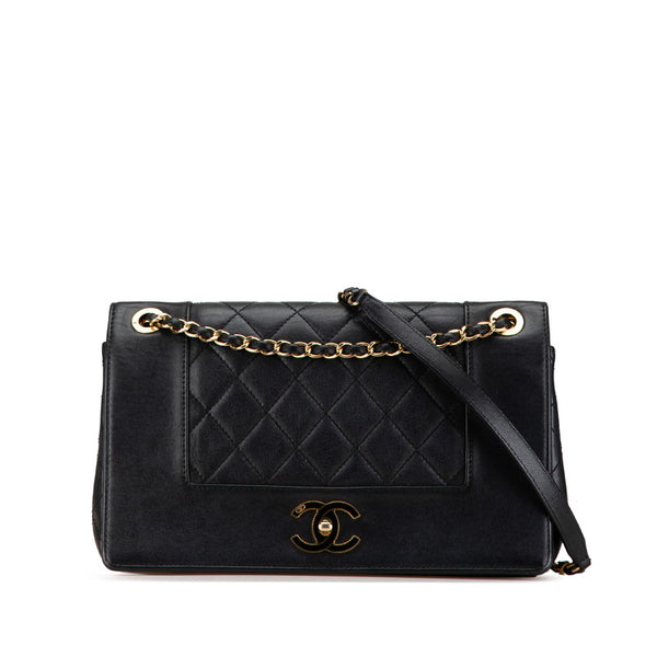 シャネル マドモアゼル ココマーク チェーン ショルダーバッグ ハンドバッグ ブラック ラムスキン レディース CHANEL 【中古】