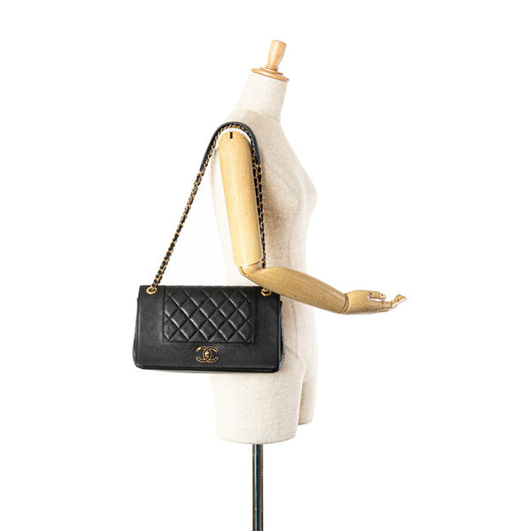 シャネル マドモアゼル ココマーク チェーン ショルダーバッグ ハンドバッグ ブラック ラムスキン レディース CHANEL 【中古】