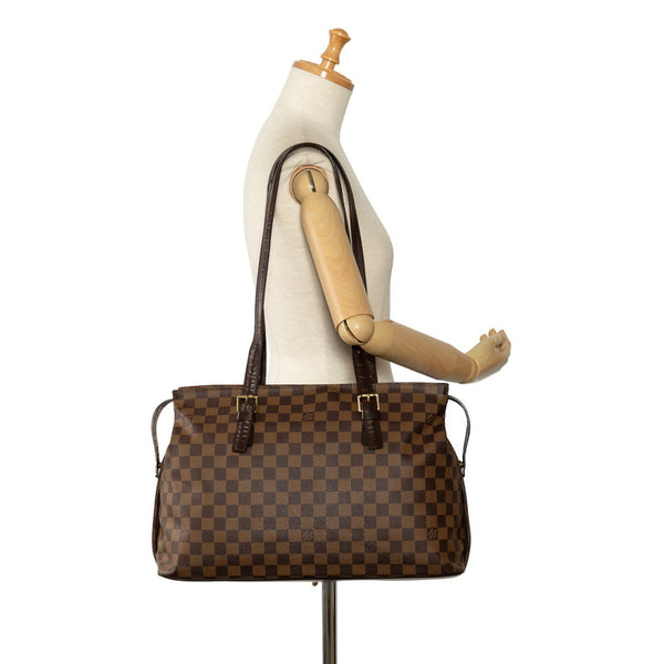 ルイ ヴィトン ダミエ チェルシー トートバッグ ショルダーバッグ N51119 ブラウン PVC レザー レディース LOUIS VUITTON 【中古】
