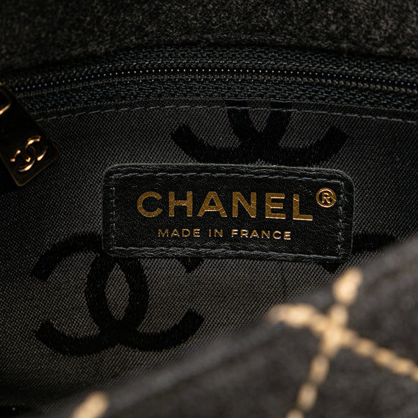 シャネル ワイルドステッチ ミニマトラッセ チェーン ショルダーバッグ グレー ウール レディース CHANEL 【中古】
