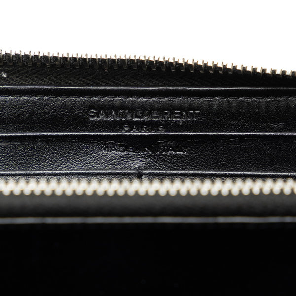 サンローラン スター 総柄 ラウンドファスナー 長財布 ブラック レザー メンズ SAINT LAURENT 【中古】