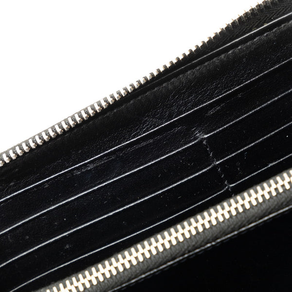 サンローラン スター 総柄 ラウンドファスナー 長財布 ブラック レザー メンズ SAINT LAURENT 【中古】