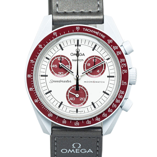 オメガ ×スウォッチ バイオセラミック ムーンスウォッチ MISSION TO PLUTO 腕時計 SO33M101 クオーツ ホワイト文字盤 セラミック ナイロン メンズ OMEGA 【中古】