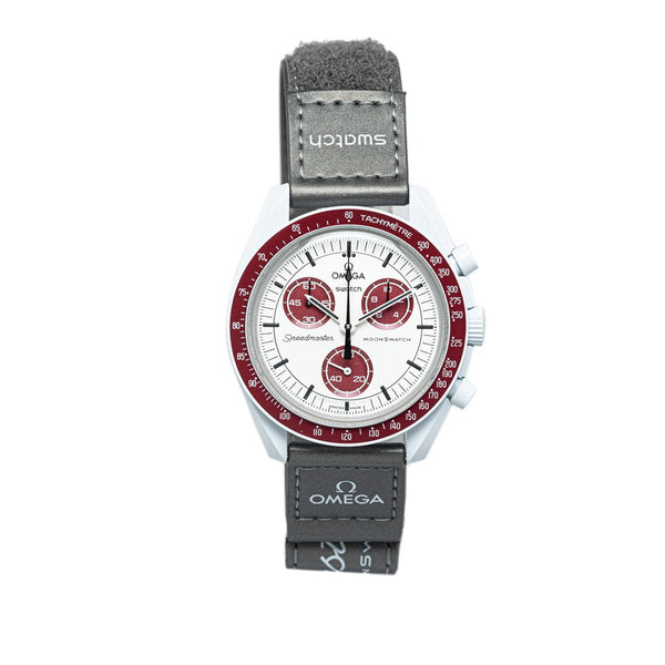 オメガ ×スウォッチ バイオセラミック ムーンスウォッチ MISSION TO PLUTO 腕時計 SO33M101 クオーツ ホワイト文字盤 セラミック ナイロン メンズ OMEGA 【中古】