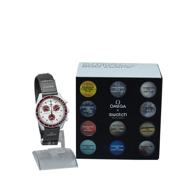 オメガ ×スウォッチ バイオセラミック ムーンスウォッチ MISSION TO PLUTO 腕時計 SO33M101 クオーツ ホワイト文字盤 セラミック ナイロン メンズ OMEGA 【中古】