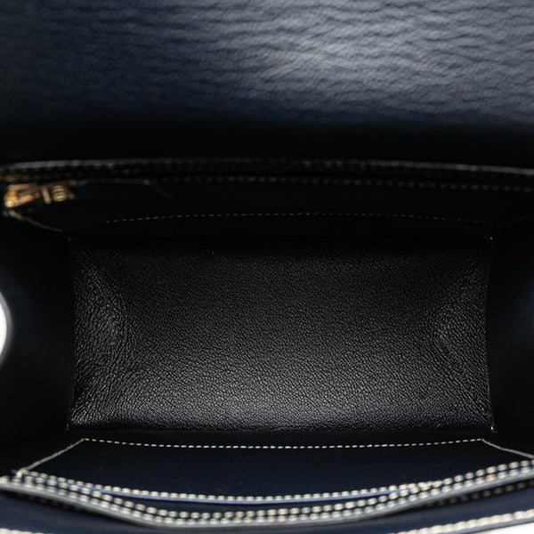 エルメス ルーシー MM ハンドバッグ ネイビー ボックスカーフ レディース HERMES 【中古】