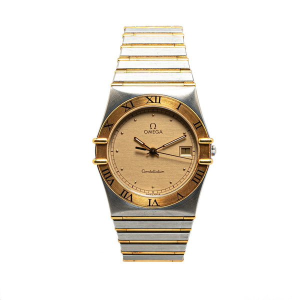 オメガ コンステレーション 腕時計 クオーツ ゴールド文字盤 ステンレススチール レディース OMEGA 【中古】