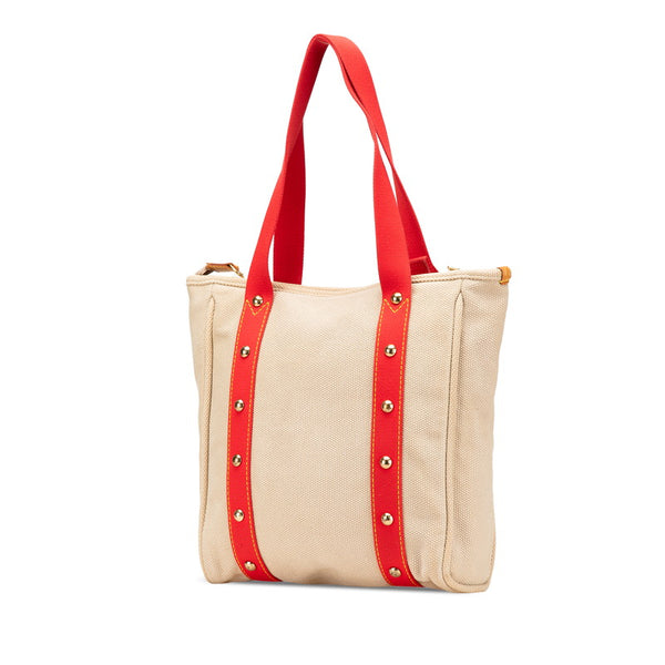 ルイ ヴィトン アンティグア カバMM トートバッグ ショルダーバッグ M40035 レッド ベージュ キャンバス レザー レディース LOUIS VUITTON 【中古】