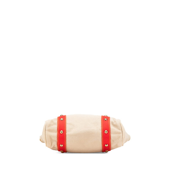 ルイ ヴィトン アンティグア カバMM トートバッグ ショルダーバッグ M40035 レッド ベージュ キャンバス レザー レディース LOUIS VUITTON 【中古】