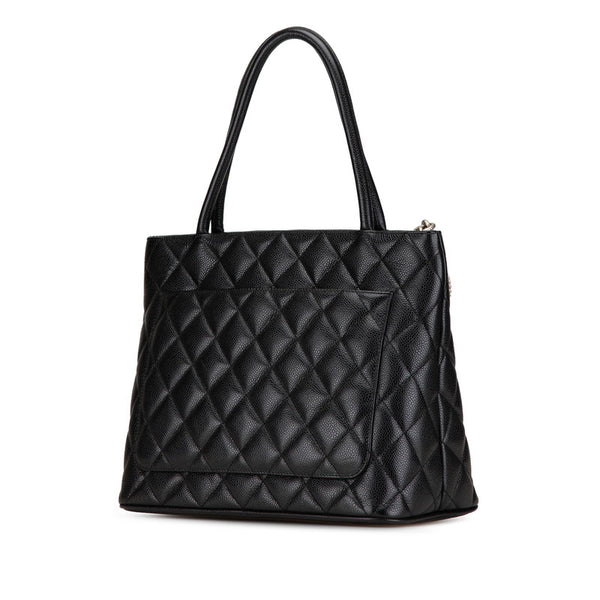 シャネル マトラッセ ココマーク 復刻トート ハンドバッグ トートバッグ ブラック キャビアスキン レディース CHANEL 【中古】