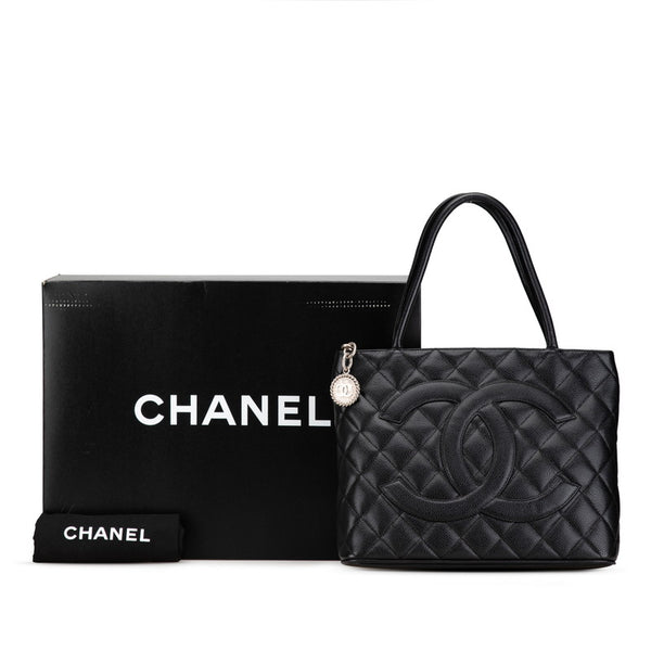 シャネル マトラッセ ココマーク 復刻トート ハンドバッグ トートバッグ ブラック キャビアスキン レディース CHANEL 【中古】