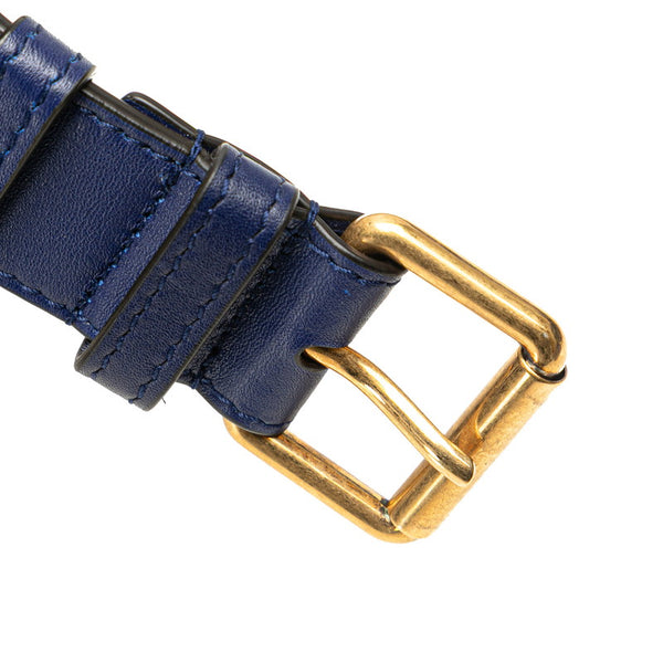 グッチ GGマーモント キルティング ボディバッグ ウエストバッグ 95/38 476434 ブルー ベロア メンズ GUCCI 【中古】