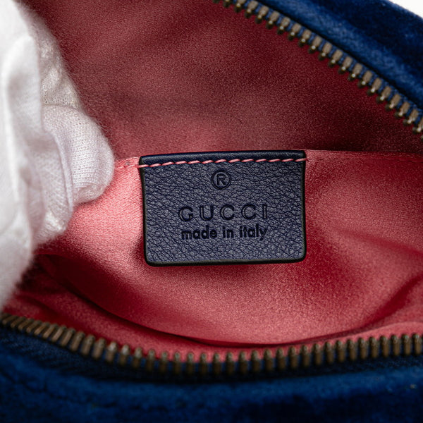 グッチ GGマーモント キルティング ボディバッグ ウエストバッグ 95/38 476434 ブルー ベロア メンズ GUCCI 【中古】