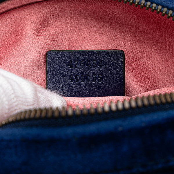 グッチ GGマーモント キルティング ボディバッグ ウエストバッグ 95/38 476434 ブルー ベロア メンズ GUCCI 【中古】