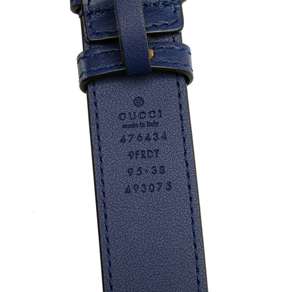 グッチ GGマーモント キルティング ボディバッグ ウエストバッグ 95/38 476434 ブルー ベロア メンズ GUCCI 【中古】
