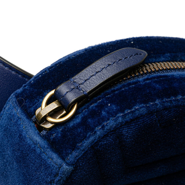 グッチ GGマーモント キルティング ボディバッグ ウエストバッグ 95/38 476434 ブルー ベロア メンズ GUCCI 【中古】