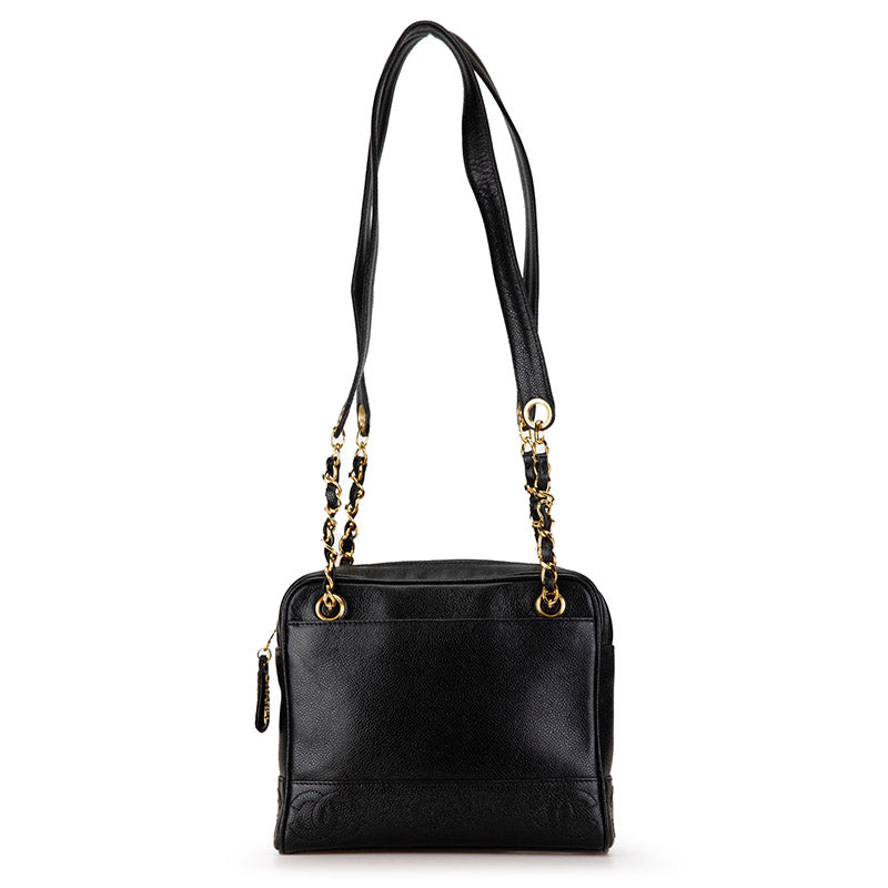 シャネル トリプルココマーク チェーン トートバッグ ショルダーバッグ ブラック キャビアスキン レディース CHANEL 【中古】