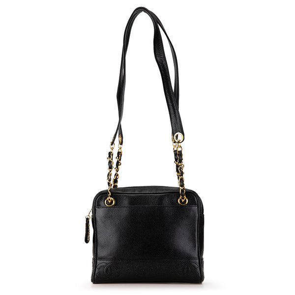 シャネル トリプルココマーク チェーン トートバッグ ショルダーバッグ ブラック キャビアスキン レディース CHANEL 【中古】