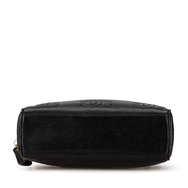 シャネル トリプルココマーク チェーン トートバッグ ショルダーバッグ ブラック キャビアスキン レディース CHANEL 【中古】