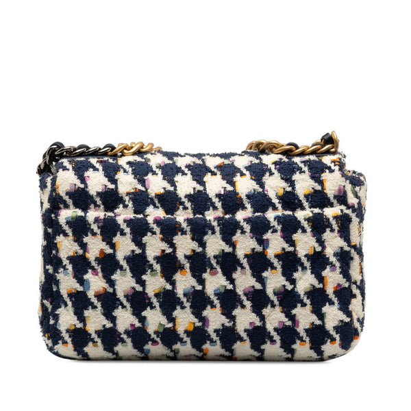 シャネル Chanel19 斜め掛け チェーン ショルダーバッグ ホワイト ネイビー マルチカラー ツイード レザー レディース CHANEL 【中古】