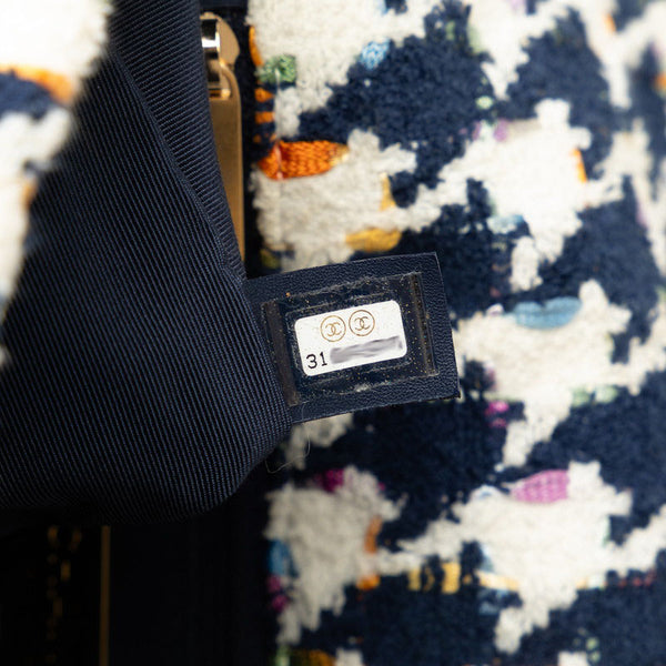 シャネル Chanel19 斜め掛け チェーン ショルダーバッグ ホワイト ネイビー マルチカラー ツイード レザー レディース CHANEL 【中古】